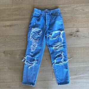 Lioness - High Waisted Ripped Jeans in Blue